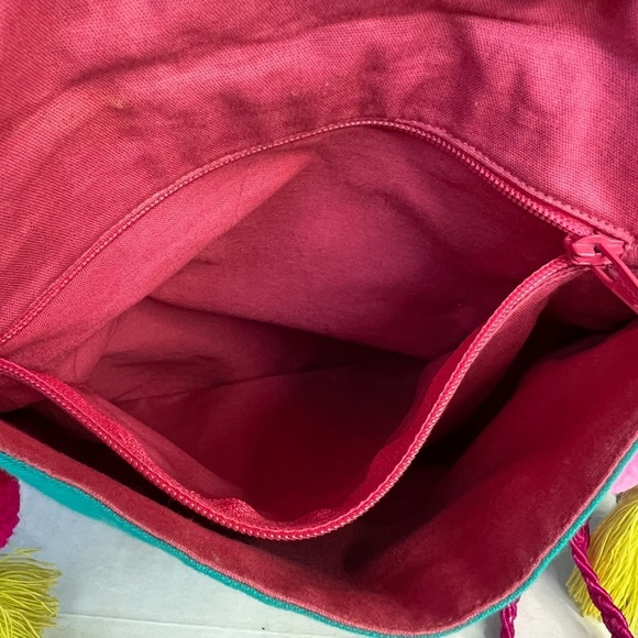 Curations Embroidered Embellished Crossbody Boho Tassel Pom Pom Bag Made India - Picture 10 of 10